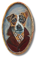 "The Dapper Pup" Portrait – Acrylic on Vintage Metal with Gold Leaf