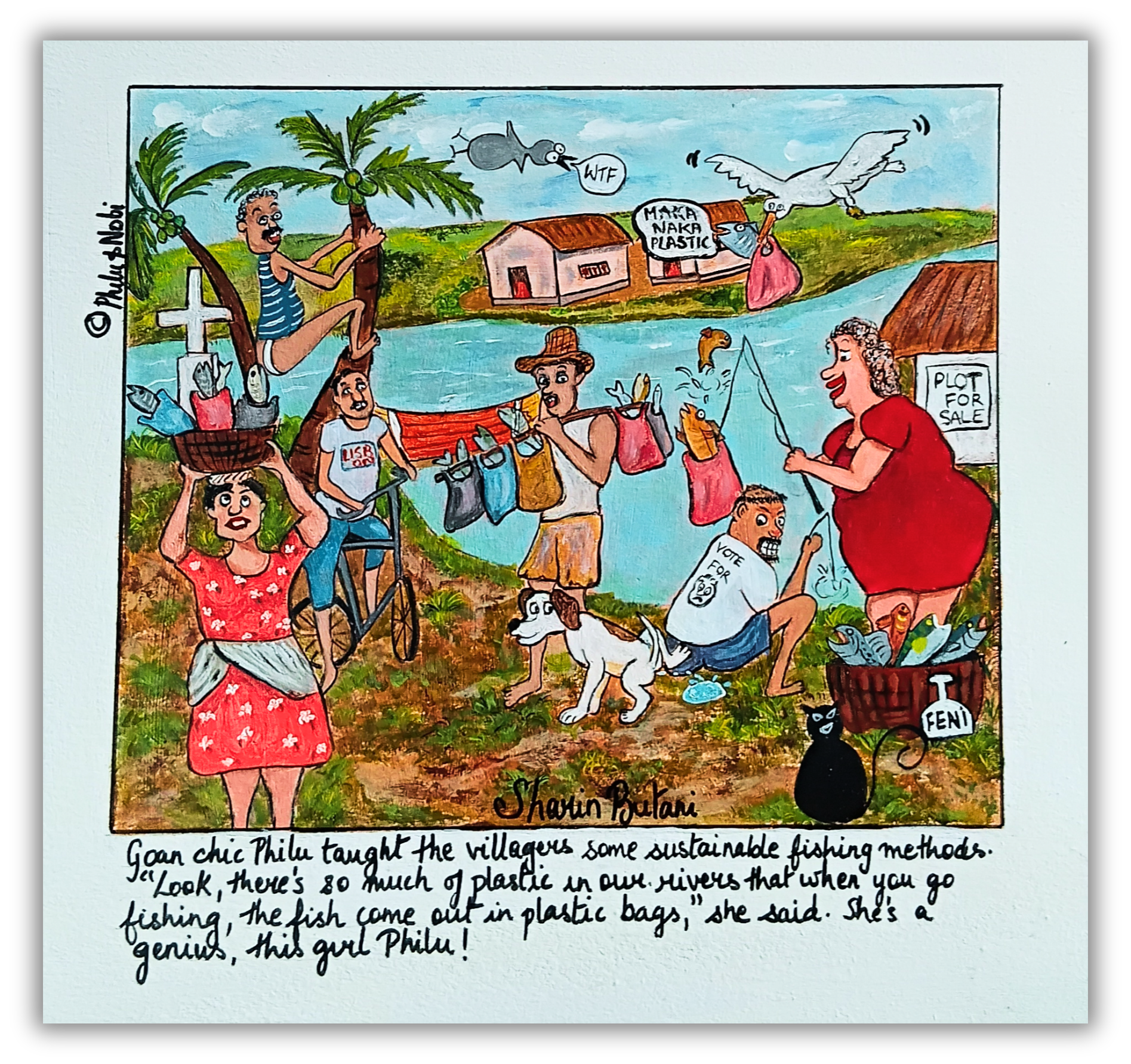 Philu Goes Fishing! – Original Acrylic Painting