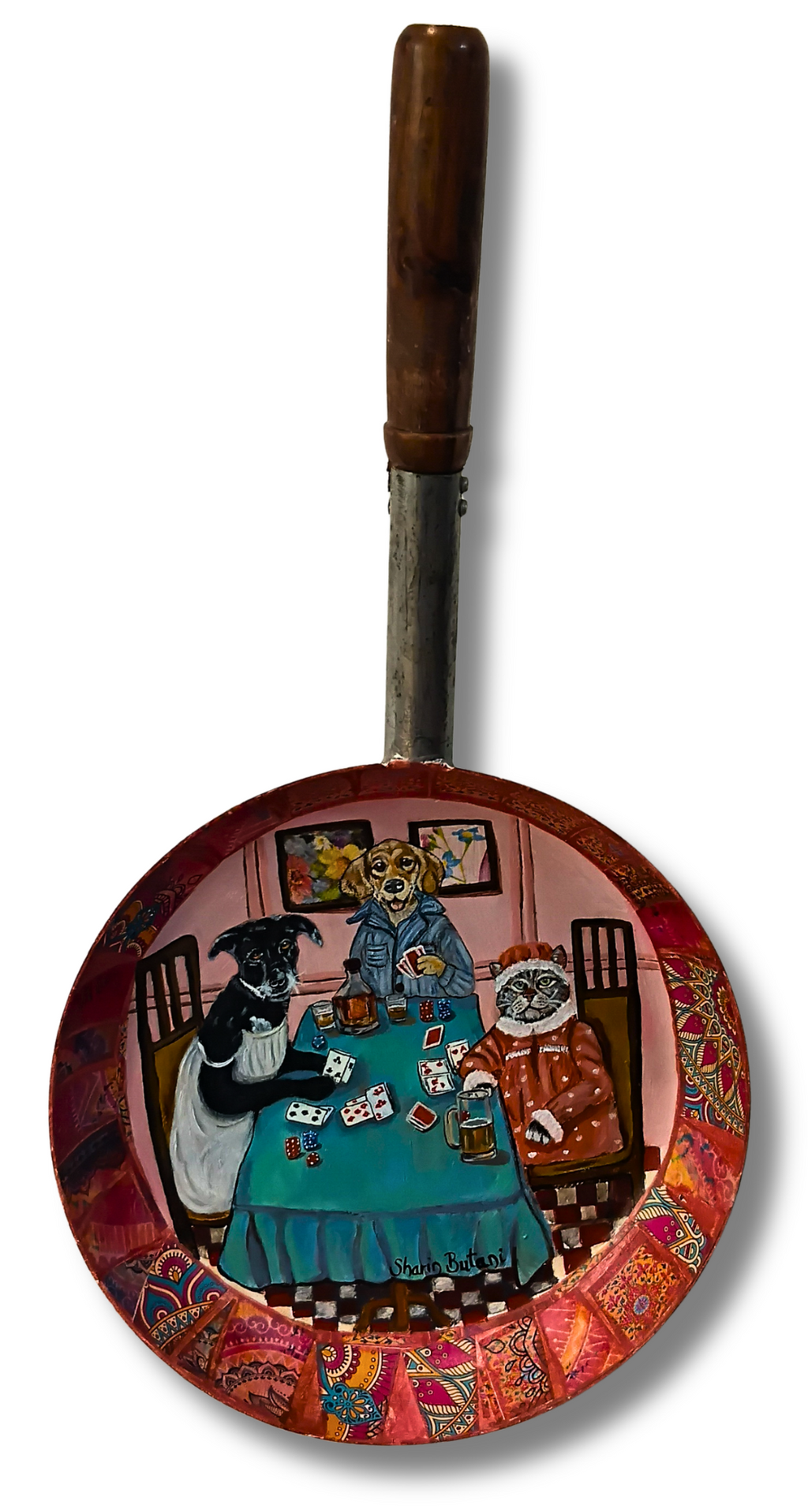 "Poker Night" Pan Wall Art – Dogs & Cat Mixed Media