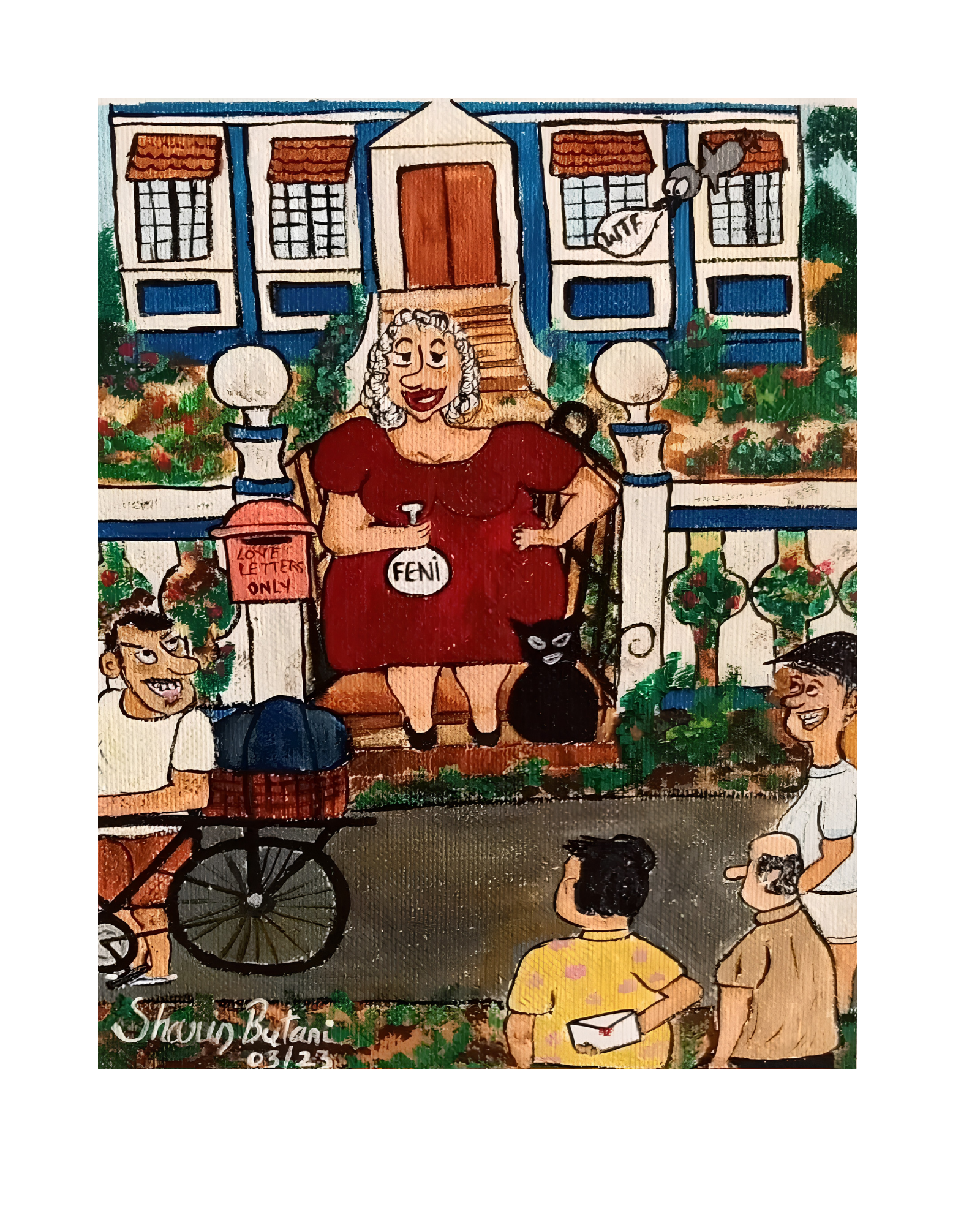 Love Letters Only – Goan Chic Philu | Original 8"x7" Cartoon Painting on Canvas