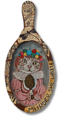 Murder, She Wrote – Caught Red-Handed Cat | Original Mixed Media on Wood