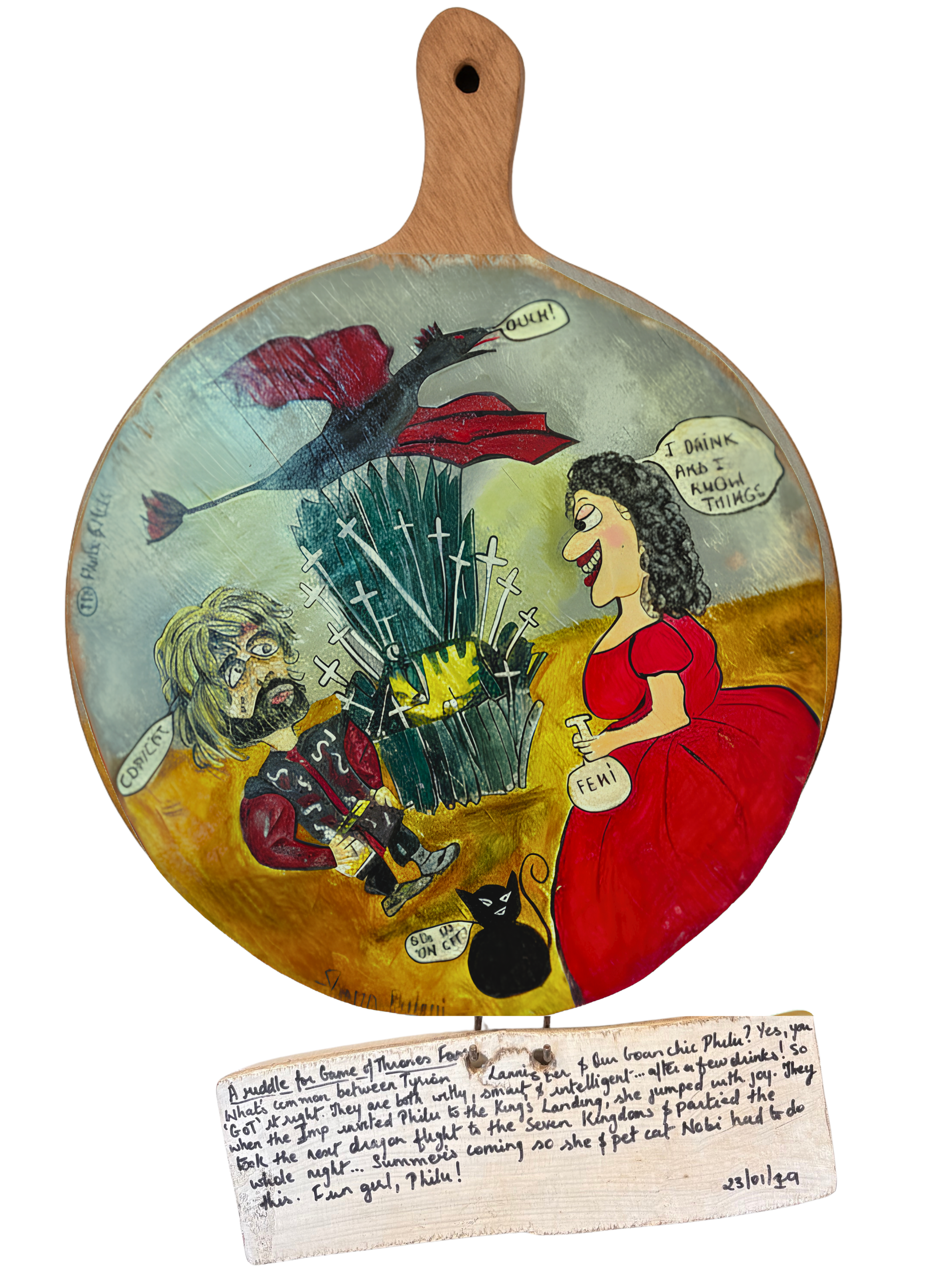 Philu at King's Landing – Original on Wood with Story Plaque