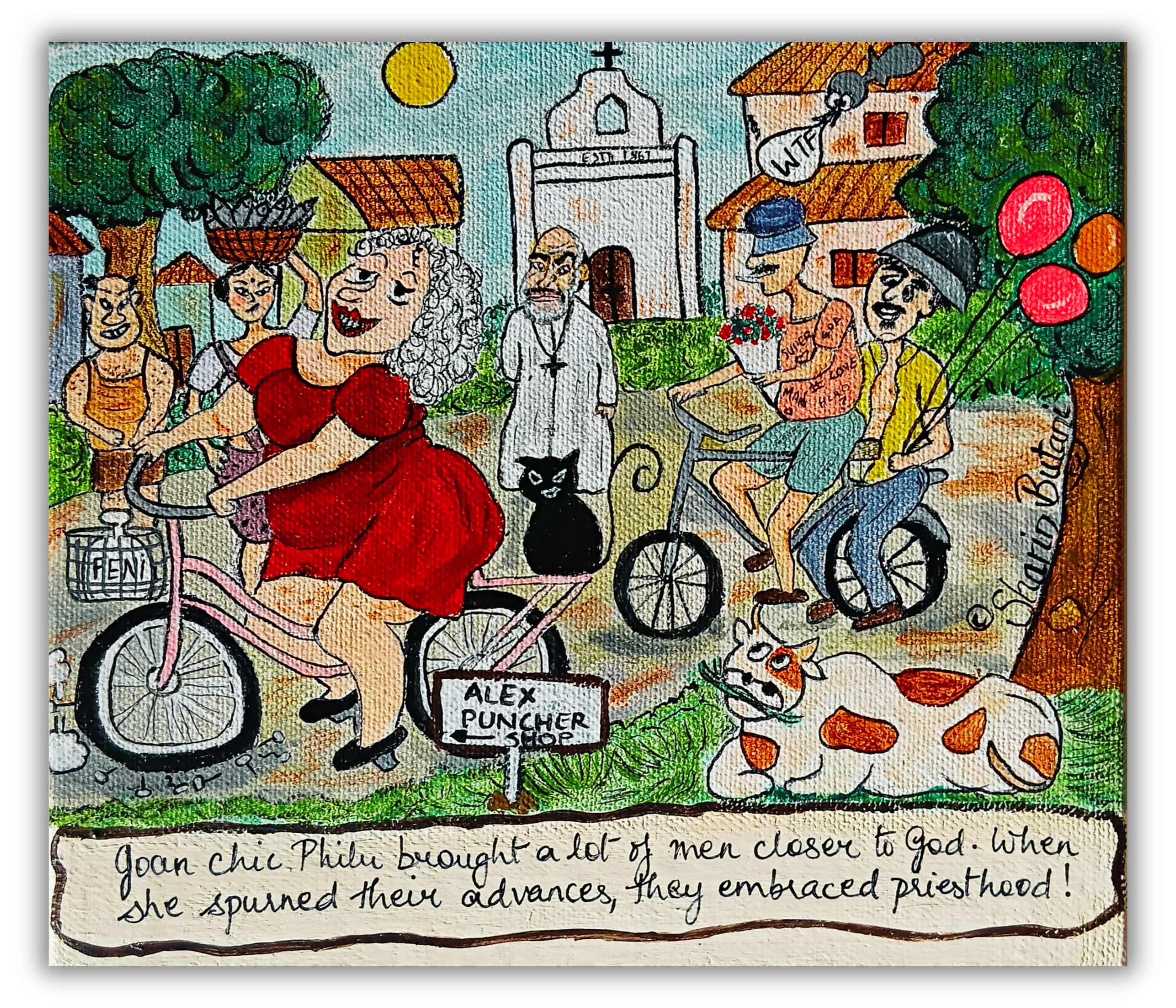 Too Many Priests in Goa! – Original Acrylic Painting