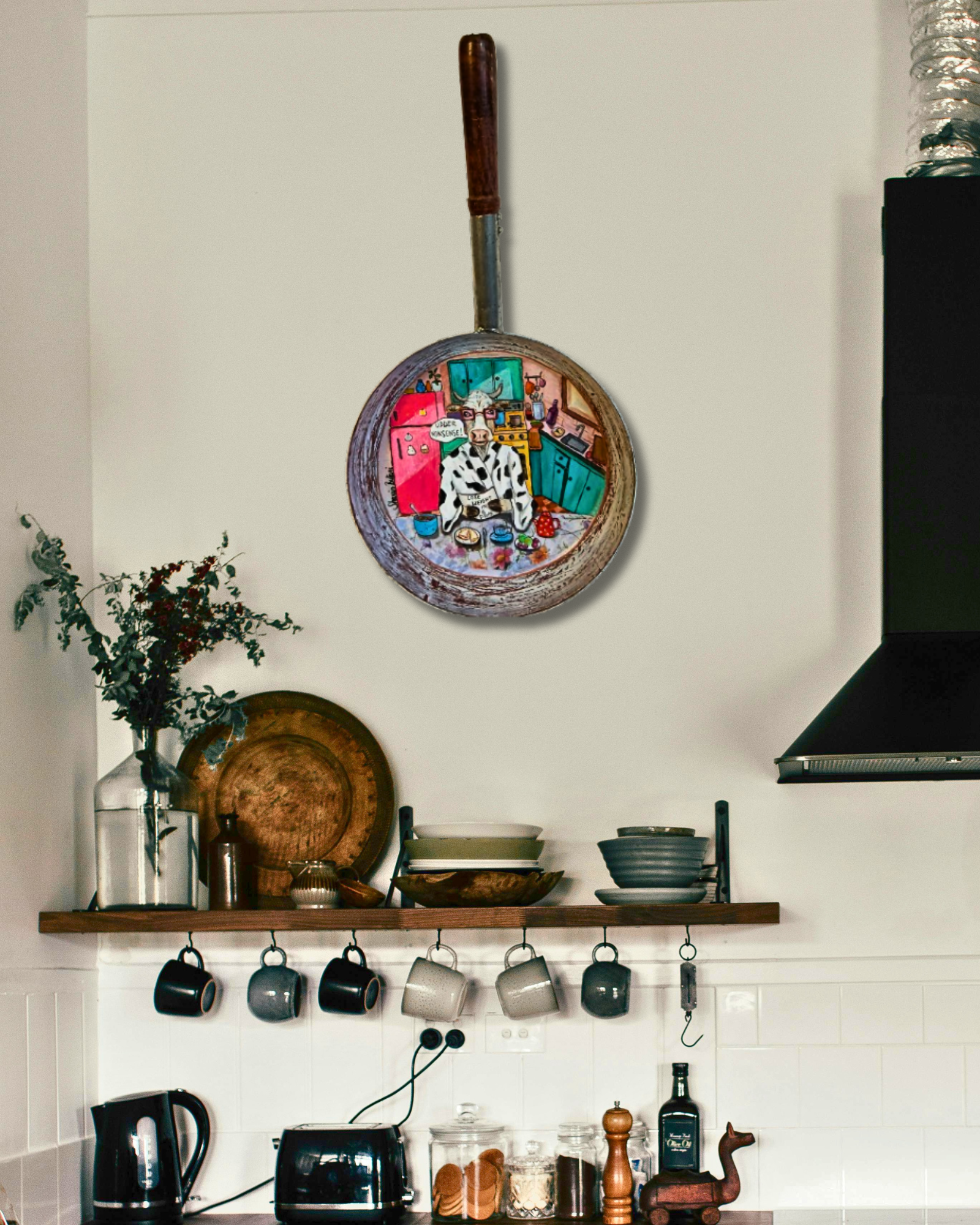 "Udder Nonsense" Cow Pan Wall Art – Acrylic on Metal
