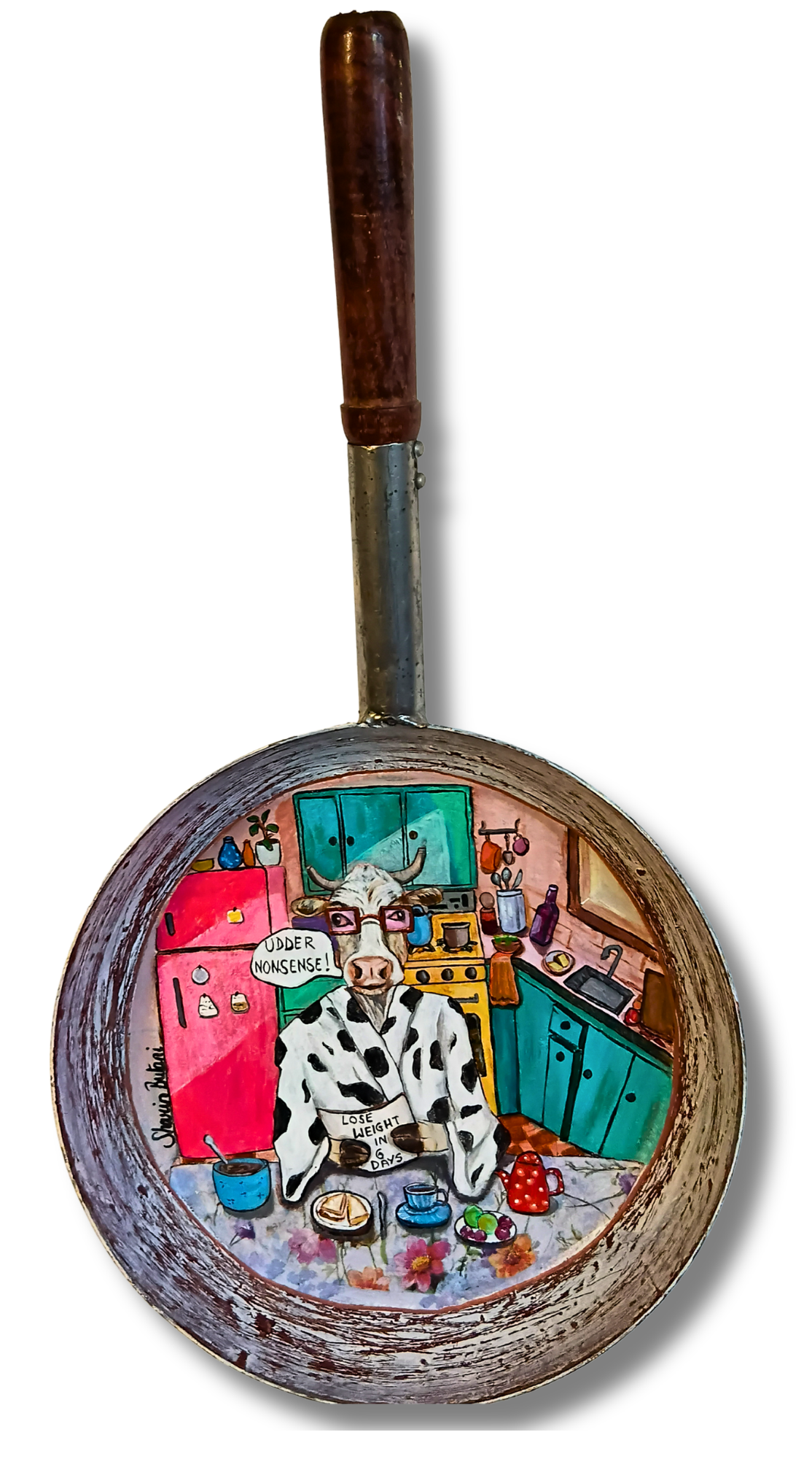 "Udder Nonsense" Cow Pan Wall Art – Acrylic on Metal