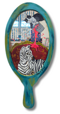 Jealous Cat Handheld Mirror – Original Acrylic Painting on Mirror | Functional Art